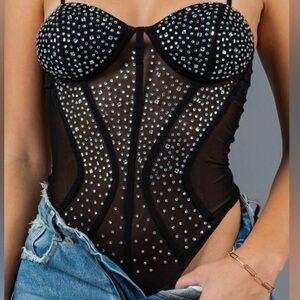 Rhinestone Embellished Bodysuit